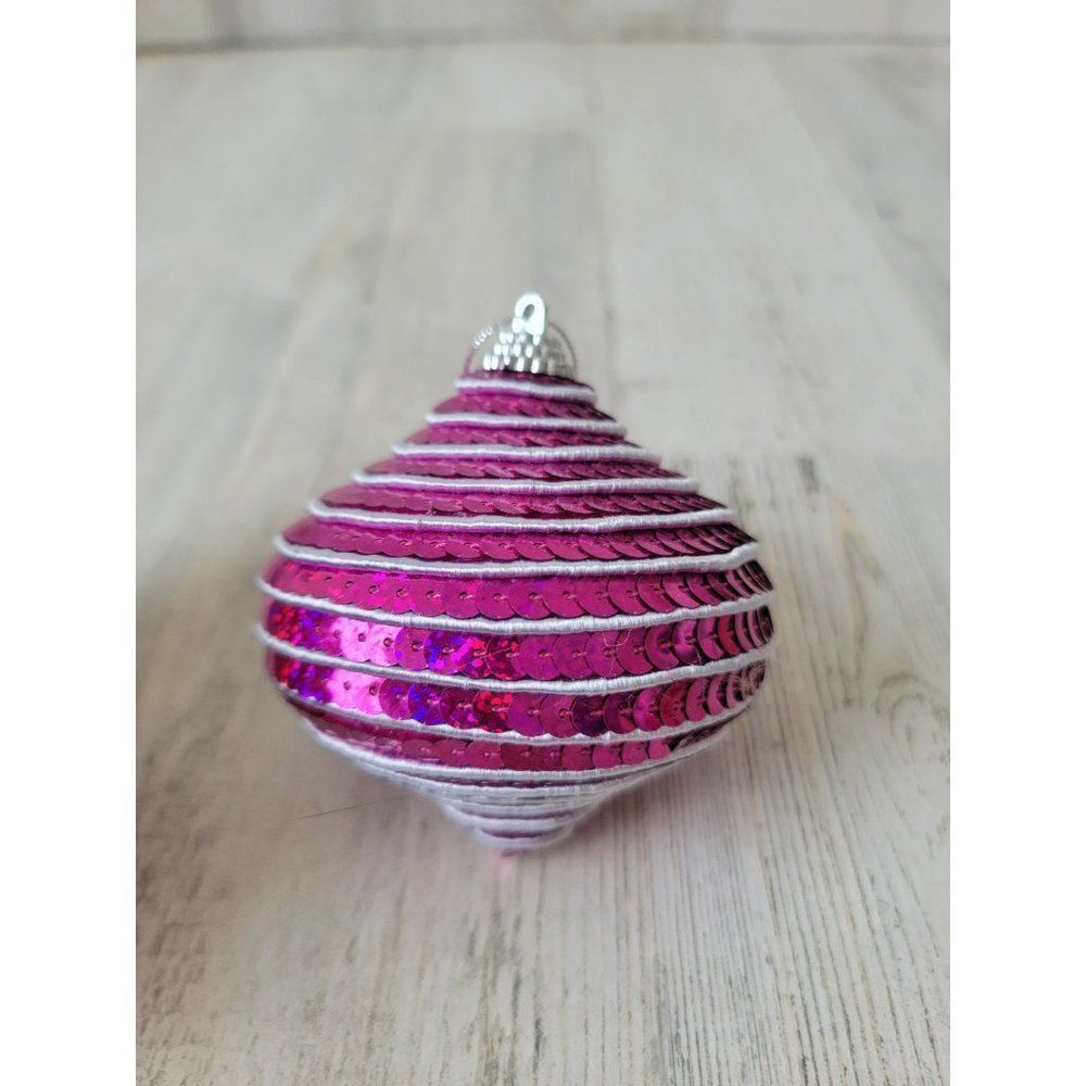 Pink sequin abstract ornament Xmas Decor‎ shiny